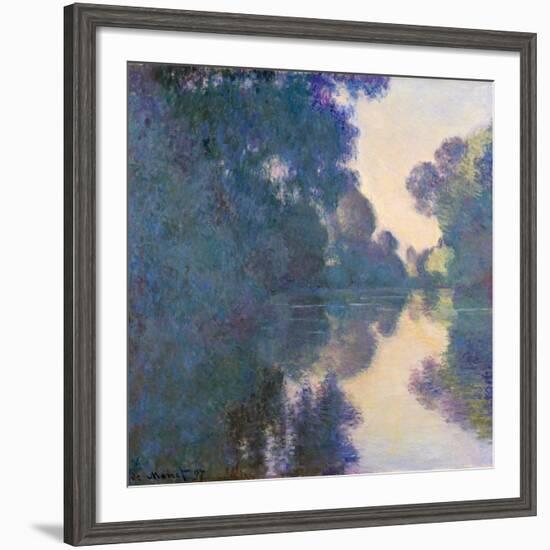 Morning on the Seine Near Giverny-Claude Monet-Framed Giclee Print