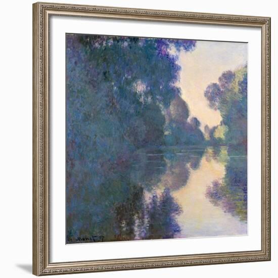 Morning on the Seine Near Giverny-Claude Monet-Framed Giclee Print