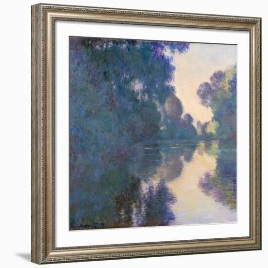 Morning on the Seine Near Giverny-Claude Monet-Framed Giclee Print