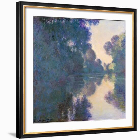 Morning on the Seine Near Giverny-Claude Monet-Framed Giclee Print