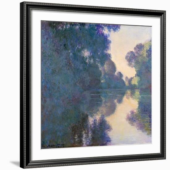 Morning on the Seine Near Giverny-Claude Monet-Framed Giclee Print