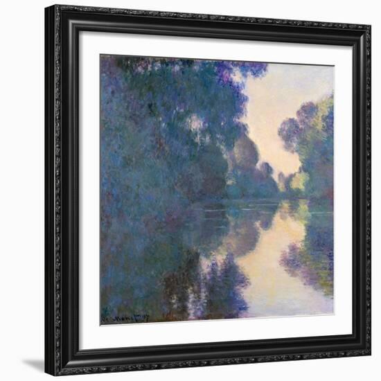 Morning on the Seine Near Giverny-Claude Monet-Framed Giclee Print