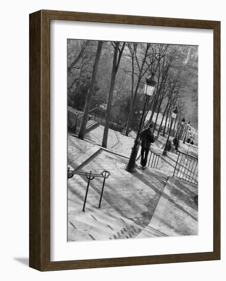 Morning on the Staircase to Montmartre, Rue Foyatier, Montmartre, Paris, France-Walter Bibikow-Framed Photographic Print