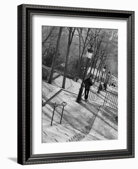 Morning on the Staircase to Montmartre, Rue Foyatier, Montmartre, Paris, France-Walter Bibikow-Framed Photographic Print