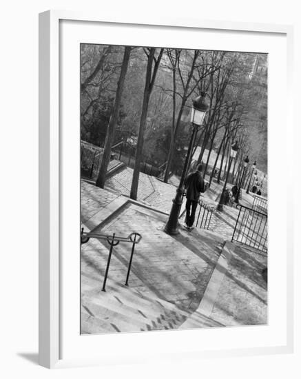 Morning on the Staircase to Montmartre, Rue Foyatier, Montmartre, Paris, France-Walter Bibikow-Framed Photographic Print