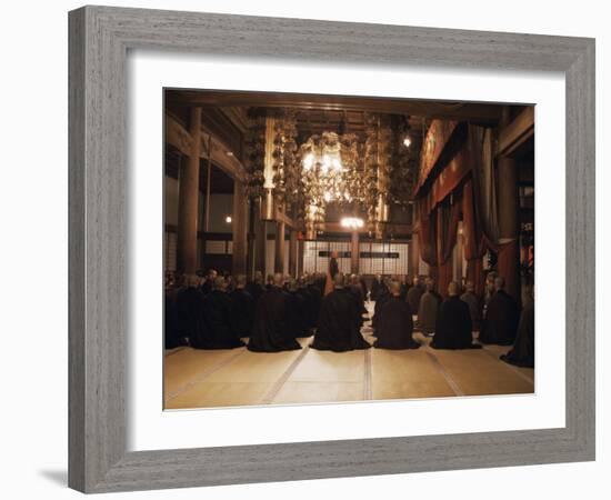 Morning Service in Hatto (Dharma Hall), Elheiji Zen Monastery, Japan-Ursula Gahwiler-Framed Photographic Print