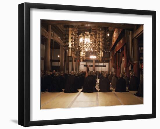 Morning Service in Hatto (Dharma Hall), Elheiji Zen Monastery, Japan-Ursula Gahwiler-Framed Photographic Print