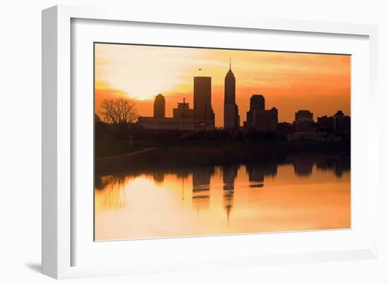 Morning Silhouette of Indianapolis-benkrut-Framed Photographic Print