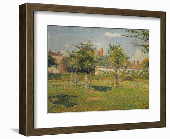 Morning Sun, Autumn, a Woman in an Orchard, Eragny, 1887-Camille Pissarro-Framed Giclee Print