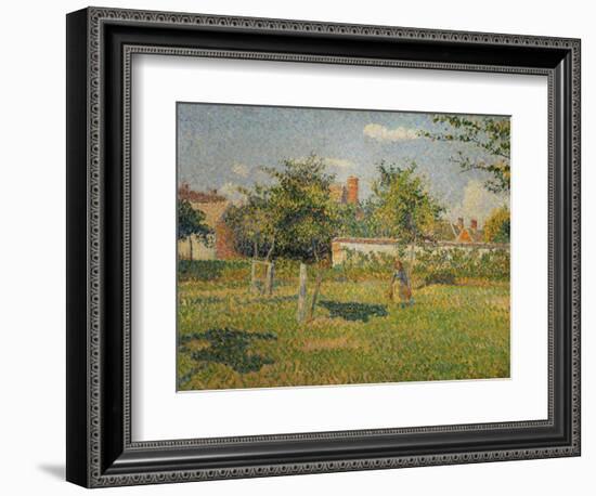 Morning Sun, Autumn, a Woman in an Orchard, Eragny, 1887-Camille Pissarro-Framed Giclee Print