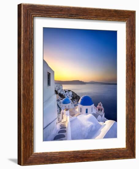 Morning sunlight on the blue houses of Oia, Santorini, Greece-Jan Christopher Becke-Framed Photographic Print