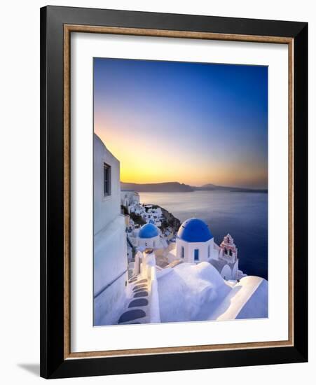 Morning sunlight on the blue houses of Oia, Santorini, Greece-Jan Christopher Becke-Framed Photographic Print