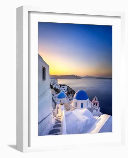 Morning sunlight on the blue houses of Oia, Santorini, Greece-Jan Christopher Becke-Framed Photographic Print