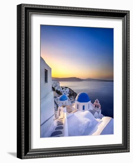 Morning sunlight on the blue houses of Oia, Santorini, Greece-Jan Christopher Becke-Framed Photographic Print