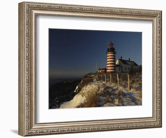 Morning Sunlight Strikes the West Quoddy Head Lighthouse, Lubec, Maine-Michael C. York-Framed Photographic Print