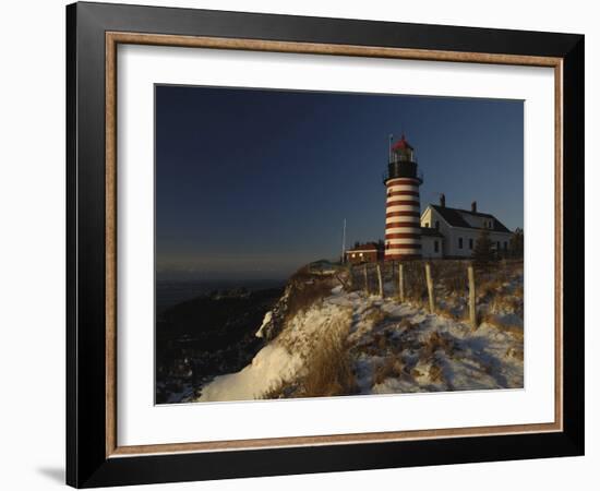 Morning Sunlight Strikes the West Quoddy Head Lighthouse, Lubec, Maine-Michael C. York-Framed Photographic Print