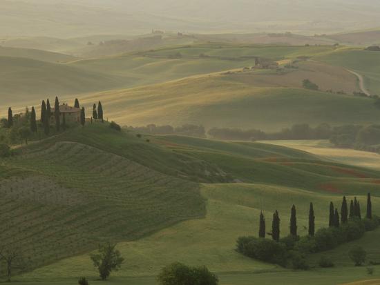 'Morning View Across Val d'Orcia to the Belvedere, Near San Quirico d ...