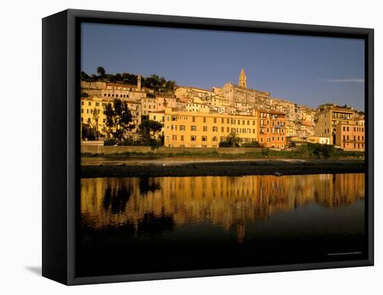 Morning View of Old Town, Ventimiglia, Riviera di Ponente, Liguria, Italy-Walter Bibikow-Framed Premier Image Canvas