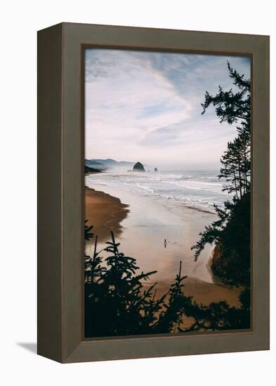 Morning Walk at Cannon Beach, Peaceful Oregon Coast-Vincent James-Framed Premier Image Canvas