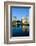 Morning water reflections of building at Port Vell, Old Harbor, Barcelona, Spain-null-Framed Photographic Print