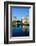 Morning water reflections of building at Port Vell, Old Harbor, Barcelona, Spain-null-Framed Photographic Print