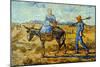 Morning with Farmer and Pitchfork; His Wife Riding a Donkey and Carrying a Basket-Vincent van Gogh-Mounted Art Print