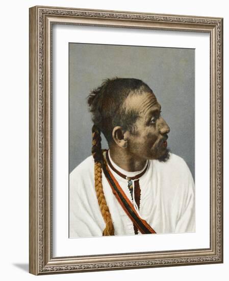 Moroccan - a Recif Man with a Dyed Pigtail and White Tunic-null-Framed Photographic Print