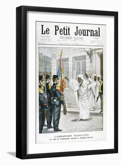 Moroccan Embassy, the Chief Ambassador Saluting the French Flag, 1901-null-Framed Giclee Print