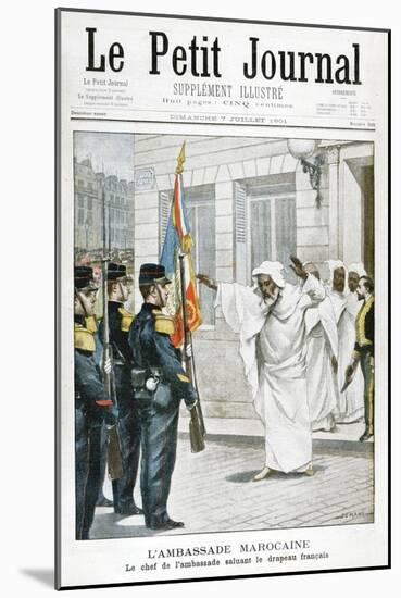 Moroccan Embassy, the Chief Ambassador Saluting the French Flag, 1901-null-Mounted Giclee Print