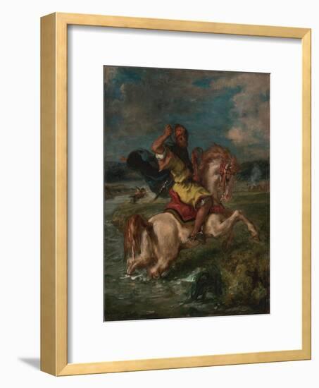 Moroccan Horseman Crossing a Ford, c.1850-Eugene Delacroix-Framed Giclee Print