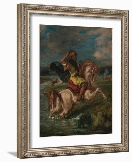 Moroccan Horseman Crossing a Ford, c.1850-Eugene Delacroix-Framed Giclee Print