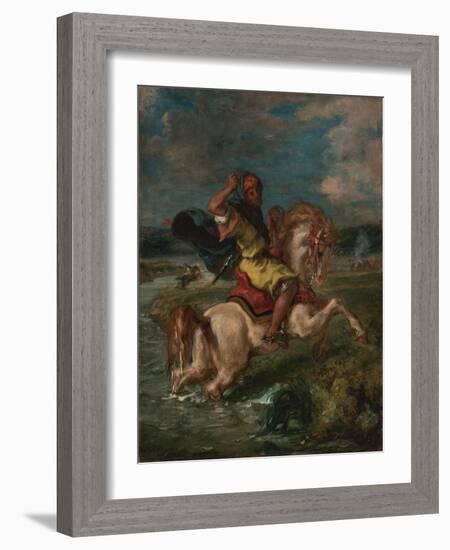 Moroccan Horseman Crossing a Ford, c.1850-Eugene Delacroix-Framed Giclee Print