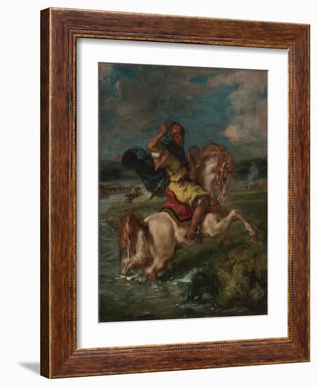 Moroccan Horseman Crossing a Ford, c.1850-Eugene Delacroix-Framed Giclee Print