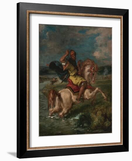 Moroccan Horseman Crossing a Ford, c.1850-Eugene Delacroix-Framed Giclee Print