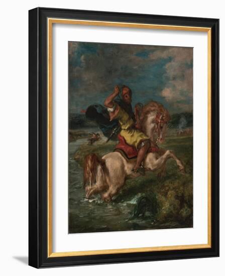 Moroccan Horseman Crossing a Ford, c.1850-Eugene Delacroix-Framed Giclee Print