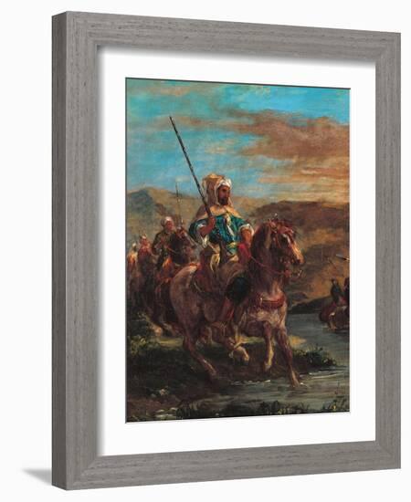 Moroccan Horsemen Crossing a Ford-Eugene Delacroix-Framed Art Print