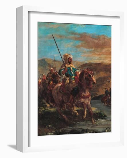 Moroccan Horsemen Crossing a Ford-Eugene Delacroix-Framed Art Print