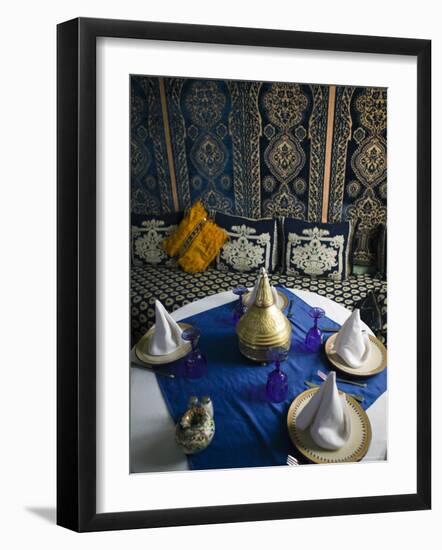 Moroccan Restaurant Interior, Rissani, Tafilalt, Morocco, North Africa-Walter Bibikow-Framed Photographic Print