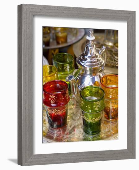 Moroccan Silver Teapot and Glasses, the Souq, Marrakech, Morocco-Gavin Hellier-Framed Photographic Print