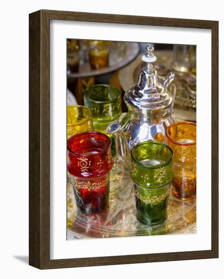 Moroccan Silver Teapot and Glasses, the Souq, Marrakech, Morocco-Gavin Hellier-Framed Photographic Print