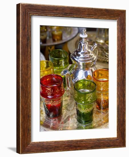 Moroccan Silver Teapot and Glasses, the Souq, Marrakech, Morocco-Gavin Hellier-Framed Photographic Print