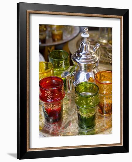 Moroccan Silver Teapot and Glasses, the Souq, Marrakech, Morocco-Gavin Hellier-Framed Photographic Print