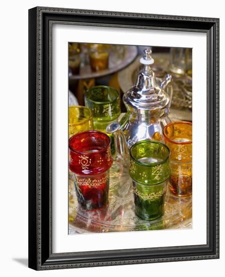 Moroccan Silver Teapot and Glasses, the Souq, Marrakech, Morocco-Gavin Hellier-Framed Photographic Print