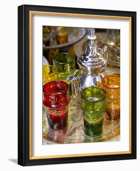 Moroccan Silver Teapot and Glasses, the Souq, Marrakech, Morocco-Gavin Hellier-Framed Photographic Print