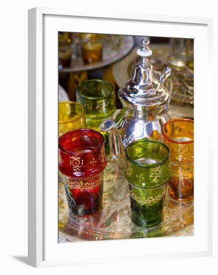 Moroccan Silver Teapot and Glasses, the Souq, Marrakech, Morocco-Gavin Hellier-Framed Photographic Print