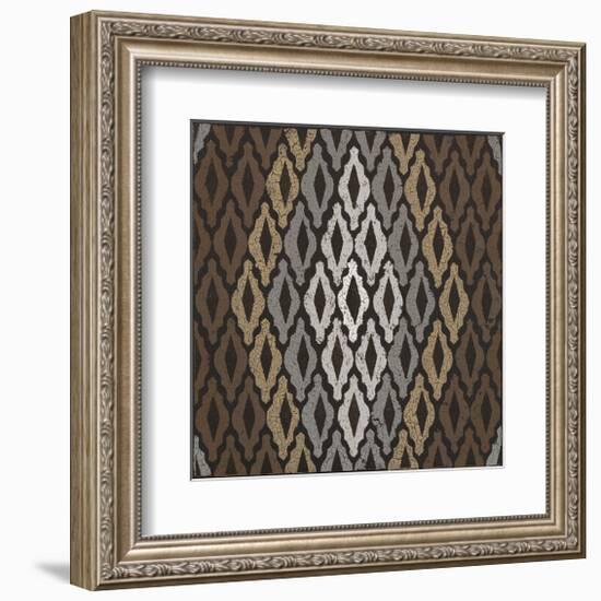 Moroccan Tile with Diamond (Neutrals)-Susan Clickner-Framed Giclee Print