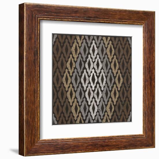 Moroccan Tile with Diamond (Neutrals)-Susan Clickner-Framed Giclee Print