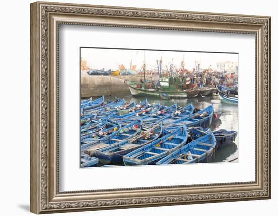Morocco, Essaouira. Fishing Boats in Essaouira Harbor-Emily Wilson-Framed Photographic Print