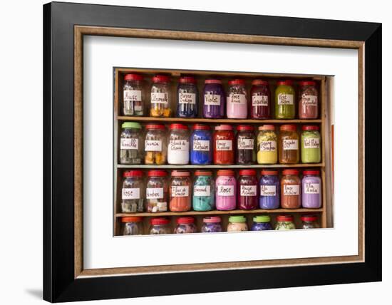 Morocco, Essaouira. Jars of Powdered Dye Arranged in a Colorful Array-Emily Wilson-Framed Photographic Print