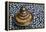 Morocco, Fes. A covered brass bowl with inlay of camel bone sites on a stone inlay table in a shop.-Brenda Tharp-Framed Premier Image Canvas